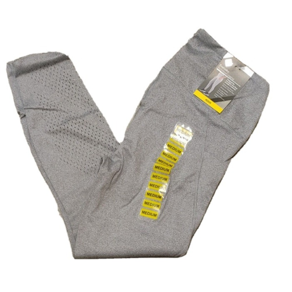 NWT Members Mark Everyday Perforated Legging Medium Grey Heather Size Small